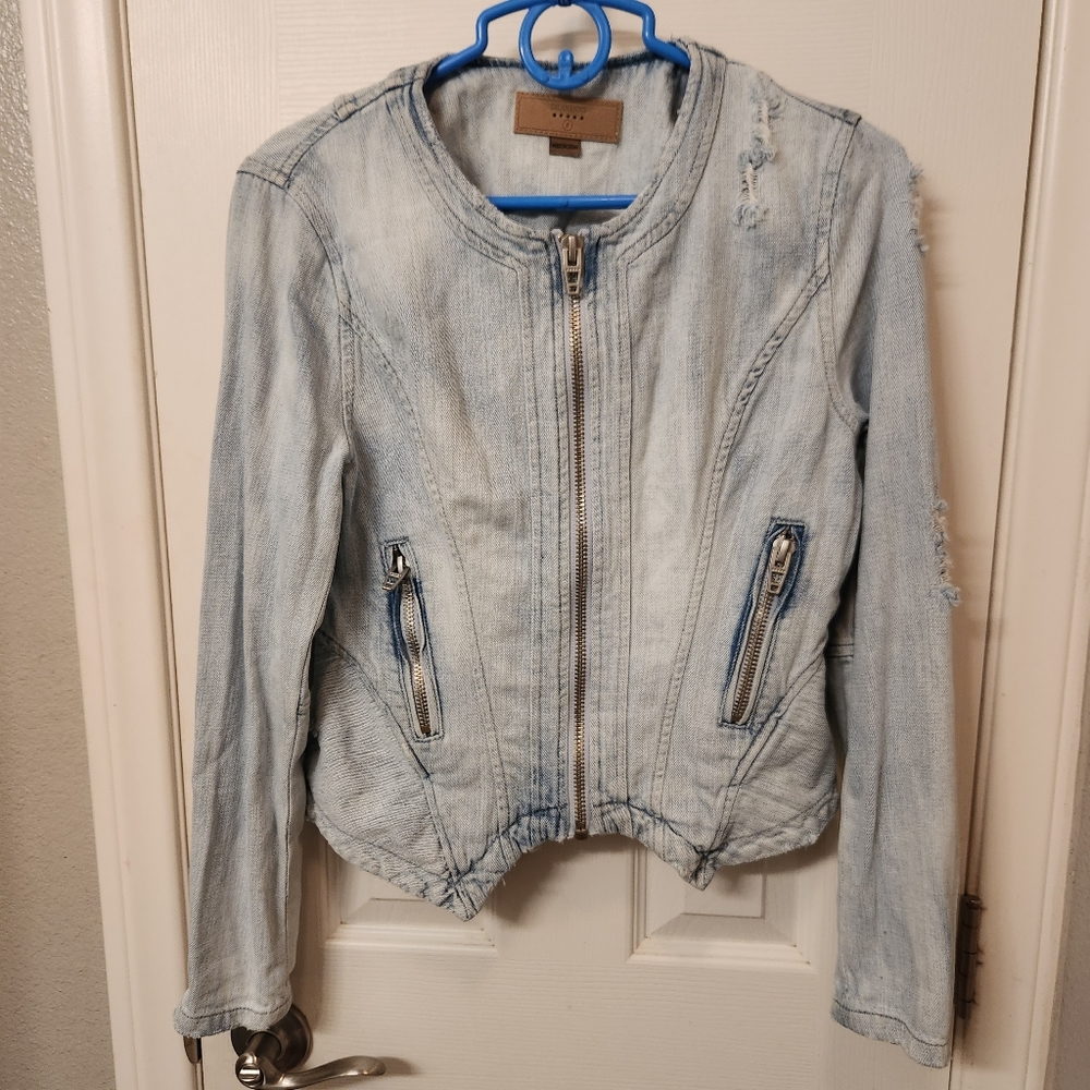 Blank nyc distressed denim jacket size s